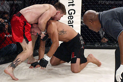 AFC 18: Mike Brown sinks in a guillotine on Dustin Nease - Photo by Keith Mills