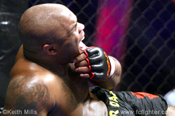 Gilbert Yvel after receiving an illegal elbow