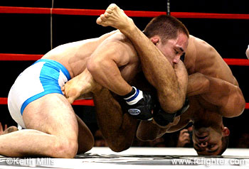 Vitor 'Shaolin' Ribeiro working an armbar on Mitsuhiro Ishida