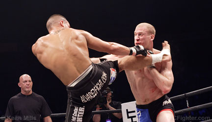 BodogFight St. Petersberg (April 14, 2007): Eddie Alvarez (left) vs. Nick Thompson - Photo by Keith Mills