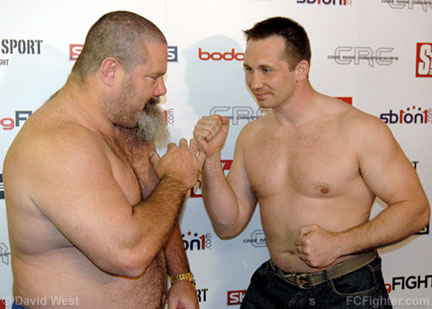 Cage Rage 21 Weigh-ins: David "Tank" Abbott (left) vs. Gary Turner - Photo by David West