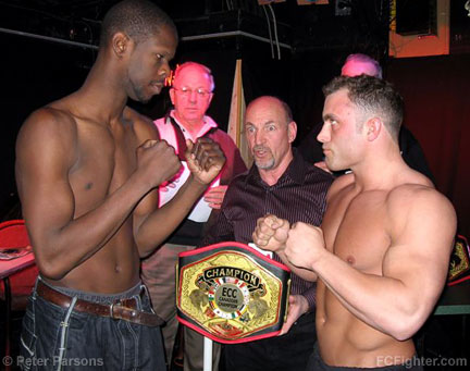 ECC 5 Weigh-ins: Ricardeau Francois (left) vs. Roger Hollett - Photo by Peter Parsons