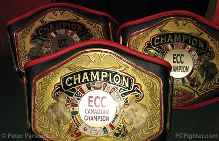 ECC 5 Weigh-ins: ECC Title Belts - Photo by Peter Parsons