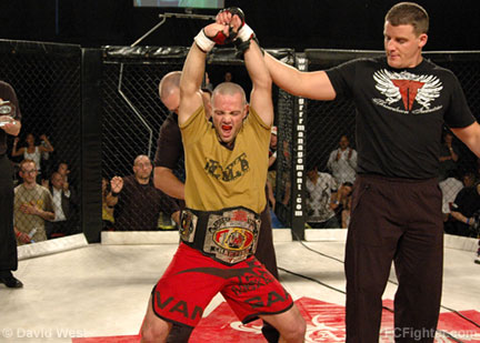 FX3 Fight Night 5: Emanuel Fernandez with his new belt after beating Alex Owen - Photo by David West