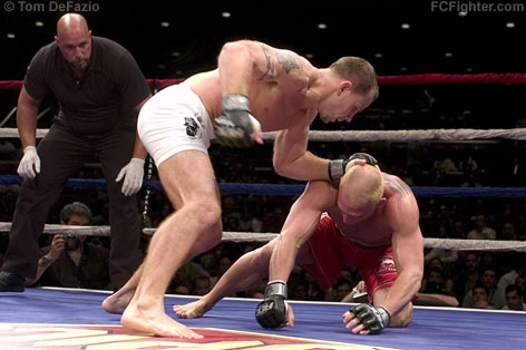Ring of Combat 16: Nick Catone punishing Dan Whalen - Photo by Tom DeFazio