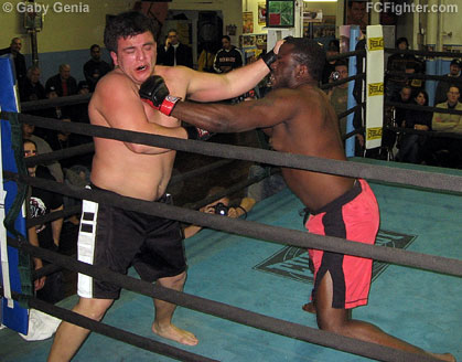 Underground Combat League (Mar 4, 2007): Lamont Lister (right) laying into Anthony Congemi - Photo by Gaby Genia