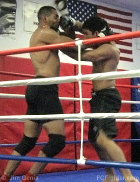 underground Combat League (Oct 7, 2007): Mike Mullero and Chris Acevedo battling it out - Photo by Jim Genia