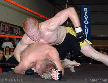 Valley Fight 2: Gary Wright pounding on Myles Merola - Photo by Mike Neva