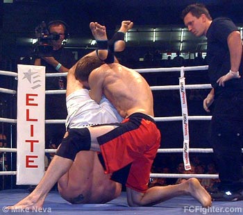 Elite Fighting 2: Blake Fredrickson finishing off George Kassimatis with an armbar - Photo by Mike Neva