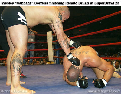 Cabbage defeating Renato Bruzzi at SuperBrawl 23 - Photo by Chris Onzuka